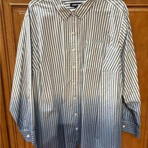 Lands' End Women’s Blue and White Striped, Dip dyed Size 3X
